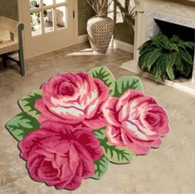 China 4.5lb Customized Pink Flower Shaped Acrylic Rug for Kids Room and Adults Prayer Space for sale