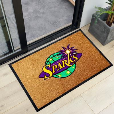 China Custom Designed 3D Logo Door Mat Non-Slip PVC Coil Kitchen Noodle Carpet for Outdoor for sale