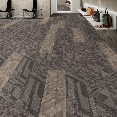 China Commercial Modern Nylon Carpet Tiles Tufted Abstract Cushioned 50x50 PVC PP for Hotel for sale