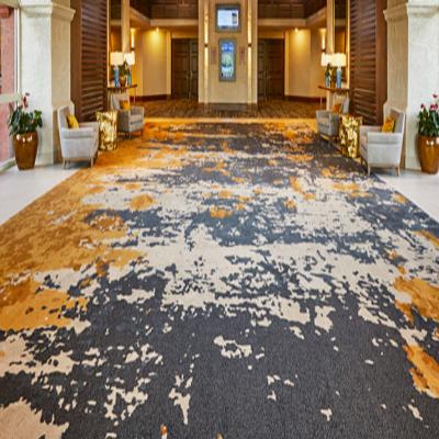 China Banquet Hall PET FRIENDLY Custom Logo Name Grade PP Hotel Room Carpet Tiles Print for sale