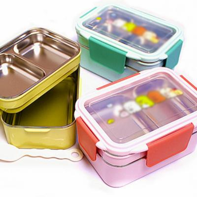 China 2021Picnic Freshness Preservation School Children's Bento Box 2 Compartment Stainless Steel Double Layer Lunch Box for sale