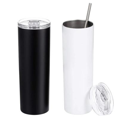 China 21Wholesale Stainless Steel Viable 20Oz Tumblers Double Wall Insulated Water Cup Wine Sublimation Tumbler Straight With Lids And Straws for sale