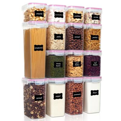 China Freshness Preservation Cereal and Coarse Grain Storage Box 15 Pieces Kitchen Set 1.4L Rice Bucket PP Transparent Sealed Jar Set for sale