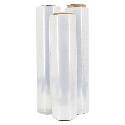 China LLDPE water-soluble material has good pullability. Printable Logo Stretch Film Roll with Pallet Shrink Wrapping. for sale