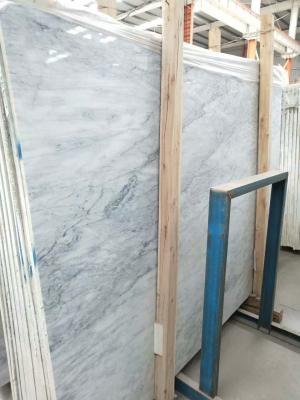 China Striped Synthetic Marble Stone Slab , Solid Marble Slab With Blue Flower for sale