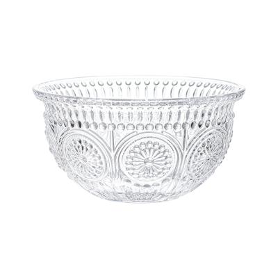 China Wholesale High Quality Contemporary Embossed Delicate Stocked Glass Bowl Vintage Glassware for sale