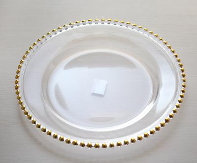 China Viable Hot Selling Transparent Round Shape With Gold Rim Dish Fruit Dish For Wedding for sale