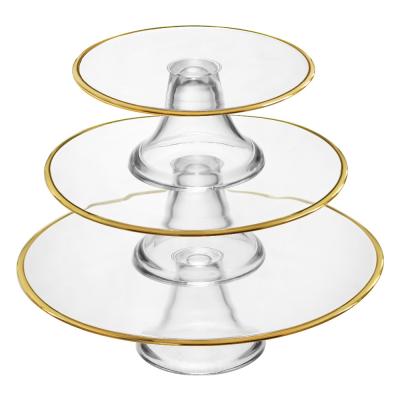 China Wholesale Gold Rim Cake Stand Glass Cake Stand from Home.Restaurant.Bar.Hotel.Wedding SXGC for sale