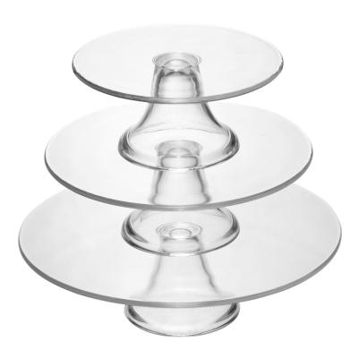 China SXGC Sustainable Wholesale Transparent Glass Party Serving Dish With Deluxe Glod Rim 3 Tier Party Tray for sale