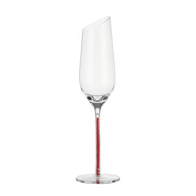 China Wholesale Luxury Handpainting Red Wine Glasses Long Stem Wine Glass Crystal Goblet Wine Glass For Party Wedding for sale