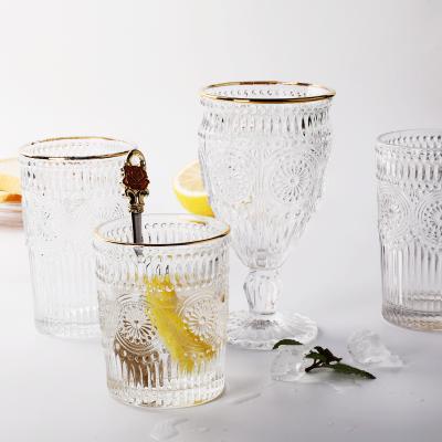 China SXGC Shanxi 2021 New Elegant SXGC Shanxi Wine Glass Lead Free Embossed Set Embossed Goblet Wine Glasses for sale