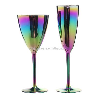 China SXGC CLASSIC Colored Electric-Plating Red Wine Glass / Champagne Wine Glass Set for sale