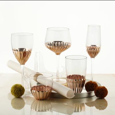 China CLASSIC Champagne Half Plated Vertical Slotted Wine Glass Set for sale