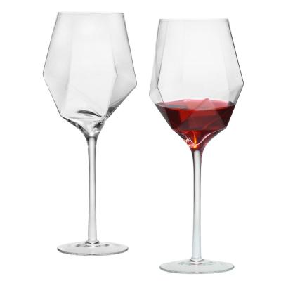 China Stylish Unique Design by SXGC of Art Hand Made Gifts Clear Diamond Goblet Wine Glasses for sale