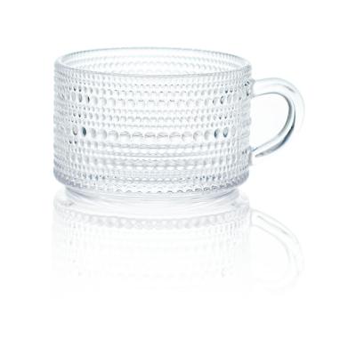 China Sustainable High Quality Modern Restaurant Drinking Glassware Embossed Large Capacity Bowl Cup Glassware for sale