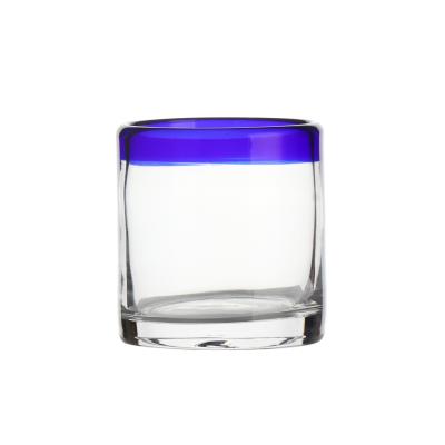 China Wholesale Stemless Handpainting Glass with Rim Egg Shape Juice Wine Glasses for sale