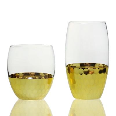 China Minimalist Manufacture China Gold Honeycomb Drinking Glasses Lead Free Crystal Cup for sale