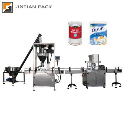 China Automatic 1-5000g Food Milk Coffee Flour Powder Filling Can Seaming Machine for sale