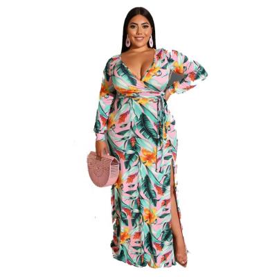 China 2021 XILAN XL0267 Breathable Hot Sale Women Plus Size Ruffle V-neck Floral Layered Casual Wear Plus Size Women Clothing for sale