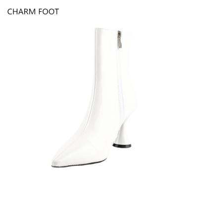 China Breathable European and American fashion led noise thin women's patent leather candy color foot cover solid color heel middle for sale