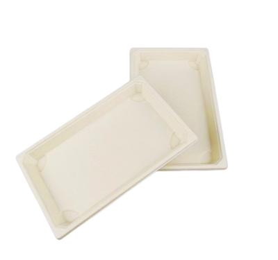 China Disposable Biodegradable Sugar Cane Bagasse Paper Sushi Box Eco-Friendly Tray for sale