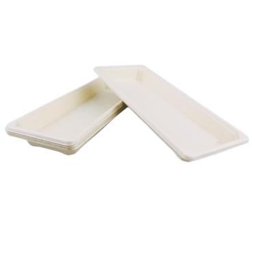 China Disposable Sugarcane Bagasse Sushi Tray Compostable Biodegradable Food Container Chocolate Buffet Paper Tray for sale