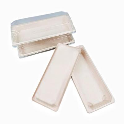 China Sugarcane Bagasse Sugarcane Bagasse Made Eco-Friendly Biodegradable White Disposable Sushi Tray for sale