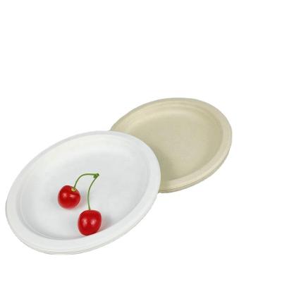 China Biodegradable and Compostable Disposable Sugar Cane Bagasse Pulp Round for sale