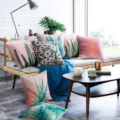 China Fabexcel latest design cotton custom printed tropical aloe palm home decor sofa cushion canvas cover plain Fabexcel for sale