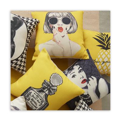 China Wholesale Simple Custom Printed Canvas Yellow Picasso Latest Design Sofa Cushion Covers Decorative for sale