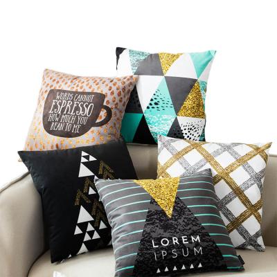 China Simple Nordic Geometric Modern Soft Velvet Printed Pillow Case Home Decorative Cushion Cover for sale