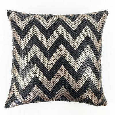 China China Supplier Simple Decorative Black And White Pillow Shape Geometric Sequin Cushion Cover Home Decor for sale