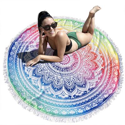 China Wholesale FabExcel QUICK DRY With Logo Cotton Printing Kids Mandala Microfiber Round Beach Towel Custom Printed for sale