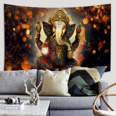 China Custom digital lord shiva OM Ganesha mandala plain FabExcel print Indian tapestry wall hanging for sale