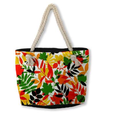 China Fashion Custom Women Lady Gift Cotton Canvas Floral Digital Printed Summer Tote Beach Bag for sale