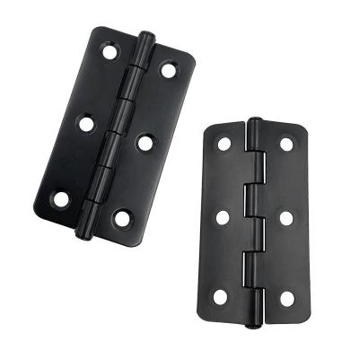 China OEM ODM Support 76*42*1.5 Black Cabinet Door Iron Hinges For Furniture Wood End Hinges for sale