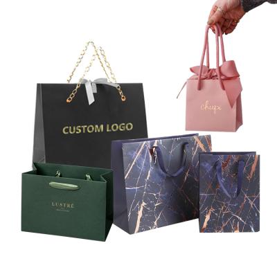 China Wholesale Custom Recyclable With Logo Small Matt Black Laminated 250gsm Art Paper Shopping Bag Marble Elegant Boutique Gift Bag for sale