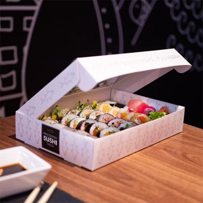 China Customized Handmade Logo Printing Sushi Takeout Box Food Grade TOGO Packaging Paper Takeout Box for sale