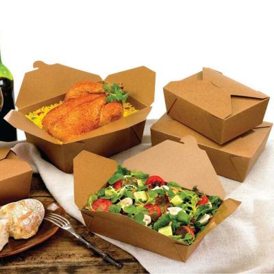 China Recyclable Disposable Take Out To Go Packaging Container Custom Printed Kraft Paper Lunch Food Paper Box For Food for sale