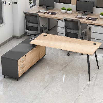 China Extendable Workstation L Shaped Desk With Black Filing Cabinet Home Office Table China Office Furniture ELPR--WKL-CAT16TWOBM for sale