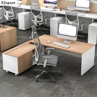 China Workstation extendable L-shaped desk with white filing cabinet home office table China office furniture T36- DKRCBL20204 for sale