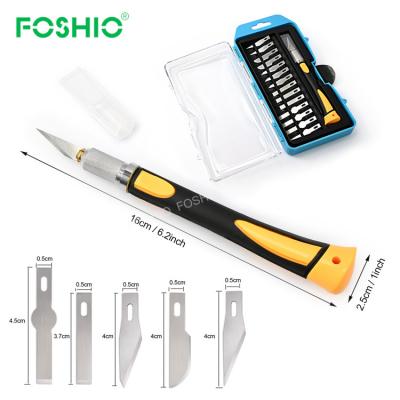 China Hidden Blade Foshio Steel Carving Carving Engraving Cutting Knife With 14Pcs Blade for sale