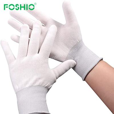 China Foshio Anti-Static Anti-Static White Knitted Nylon Knitted Gloves for sale