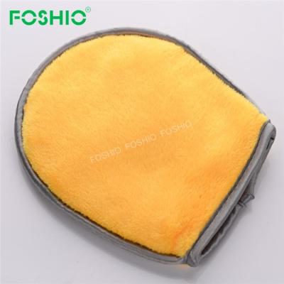 China Durable Microfiber Car Auto Care Foshio Wash Cloths Hand Glove for sale