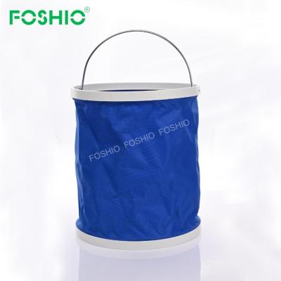 China Foshio 9L 11L Collapsible Portable Camping Wash Station Plastic Folding Wash Water Bucket for sale