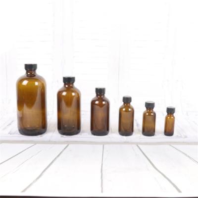 China Personal Care Brown Boston Round Glass Bottle For Hand Sanitizer 500ml for sale