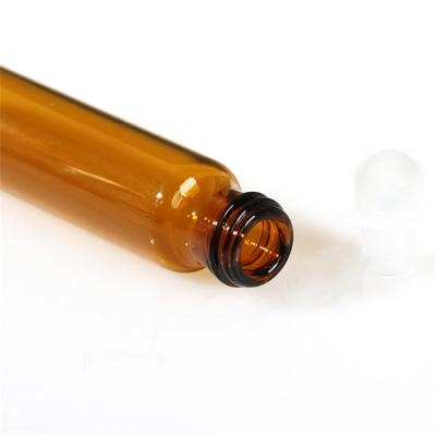 China 5ml Brown Cosmetic Empty Straight Glass Beads Eye Cream Essential Oil Roll Bottle for sale