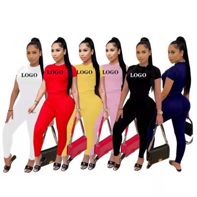 China Wholesale Breathable Casual Plus Size Letter Printing Embroidery Tracksuits Summer Tops Pants Two Piece 2 Sets Women Clothing for sale