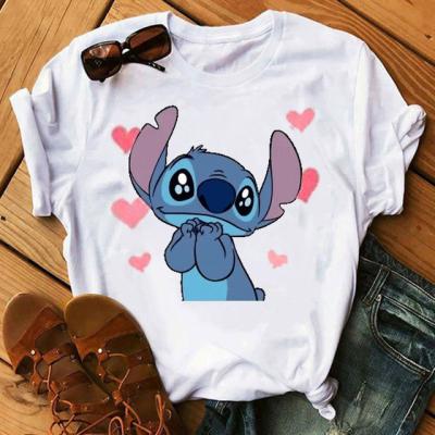 China Breathable Short Sleeve Lilo Stitch T-shirt Women Kawaii T-shirt Fashion Clothes Harajuku T-shirt for sale