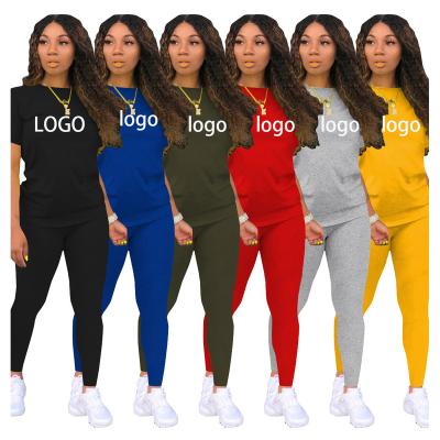 China Plus Size Solid Color Summer Short Sleeves Tops Breathable Casual T-Shirt Ropa De Mujer Pants Two Piece Clothing Tracksuits 2 Set 2021 Women for sale